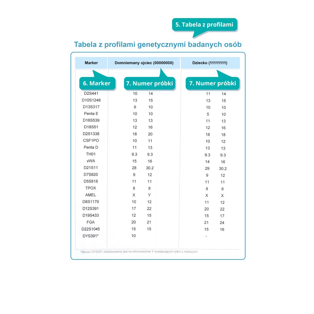 jak odczytać wynik testu na ojcostwo, jak odczytać wyniki badań genetycznych, wynik testu na ojcostwo