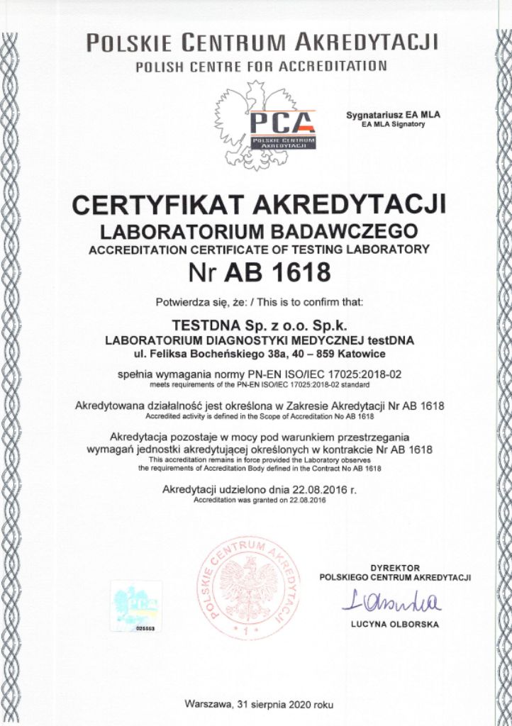 akredytacja PCA, akredytacja